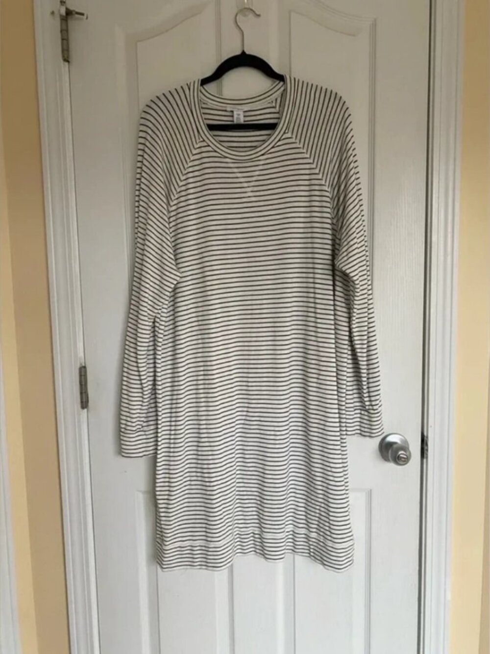 Daily Ritual Black and White Striped Long Sleeve Dress Size XXL Soft Cozy Lounge